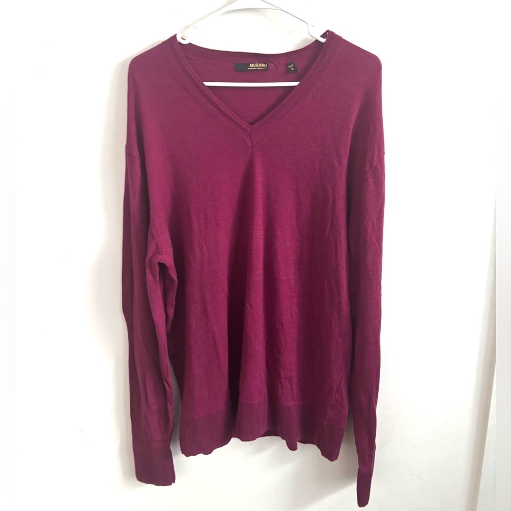 Murano Luxurious Italian Men’s Sweater Wool XL Burgundy Lightweight Old Money
